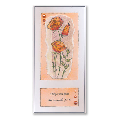 Barbara's SHAC Rose Floral Panels A5 Square Stamp & Mask Set