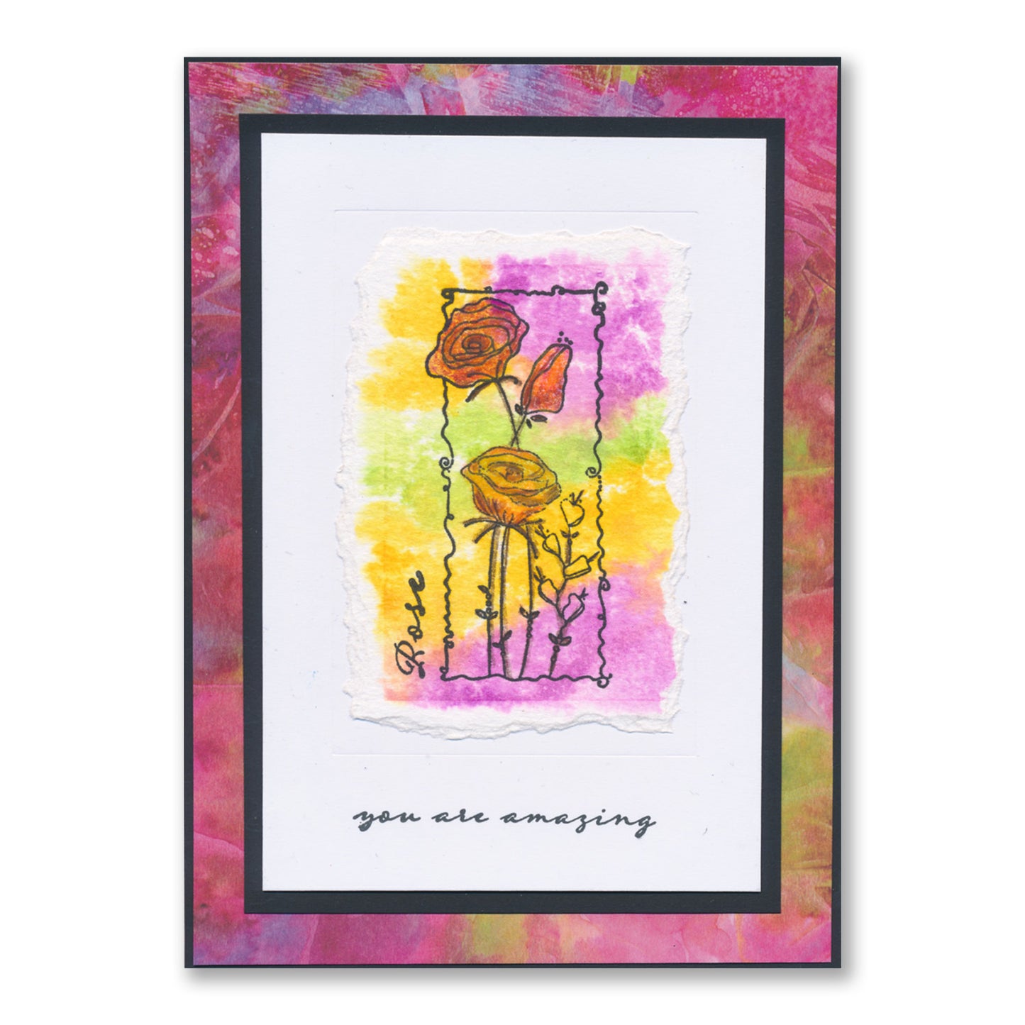 Barbara's SHAC Rose Floral Panels A6 Square Stamp Set