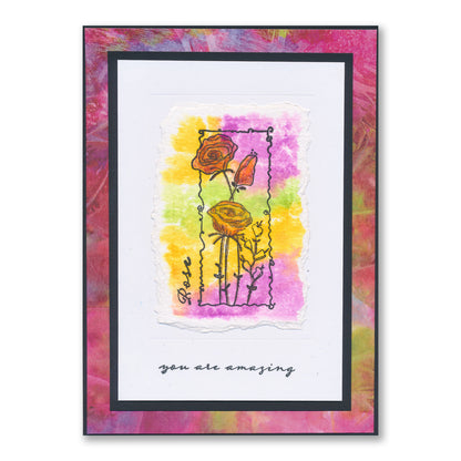 Barbara's SHAC Rose Floral Panels A6 Square Stamp Set