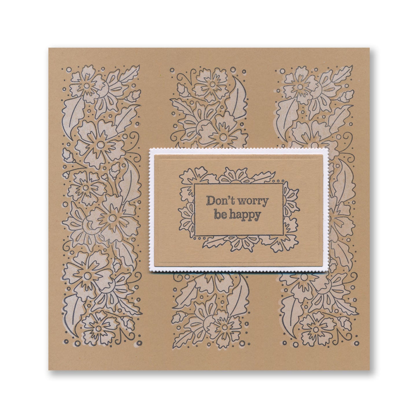 Barbara's Happiness - Floral Panel - Two Way Overlay A5 Square Stamp Set