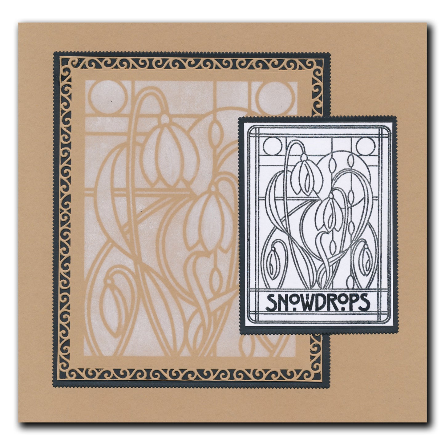Art Nouveau Snowdrops & Tulips A5 Stencil Duo