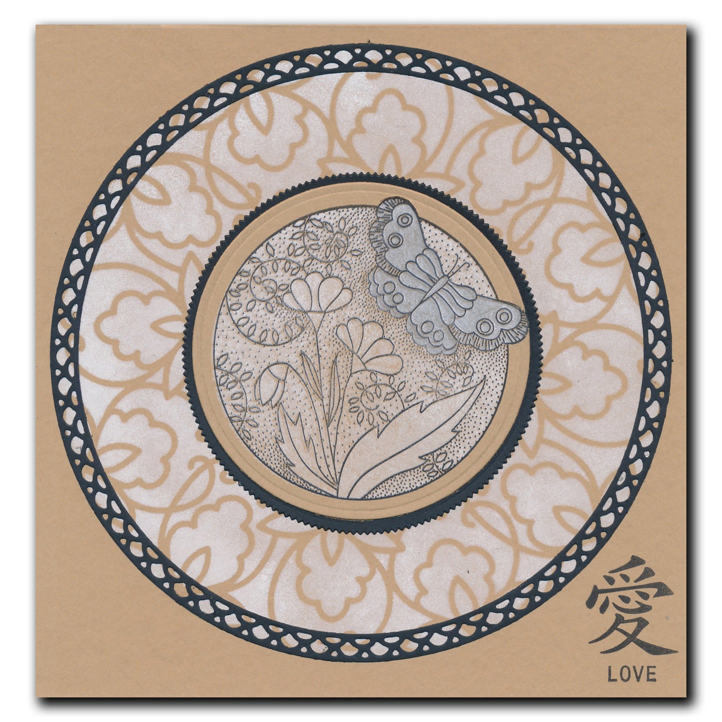 Barbara's SHAC Circular Decorative Frames - Beauty, Love & Peace 7" x 7" Stencil Collection