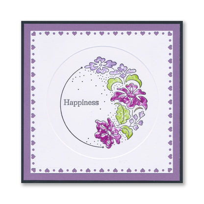 Barbara's Happiness - Floral Crescent - Two Way Overlay A6 Stamp Set