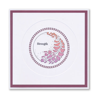 Barbara's Strength - Floral Crescent - Two Way Overlay A6 Stamp Set