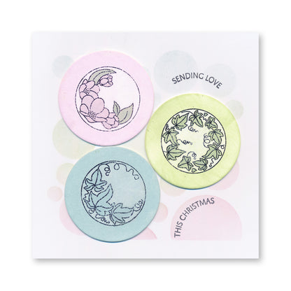 Linda's Christmas Floral Rounds A5 Stamp & Mask Duo with Framework Circles 7" x 7" Stencil