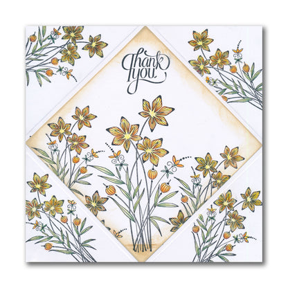 Barbara's Star Flower Spray A5 Stamp & Stencil Duo