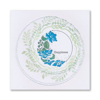 Barbara's Happiness - Floral Crescent - Two Way Overlay A6 Stamp Set