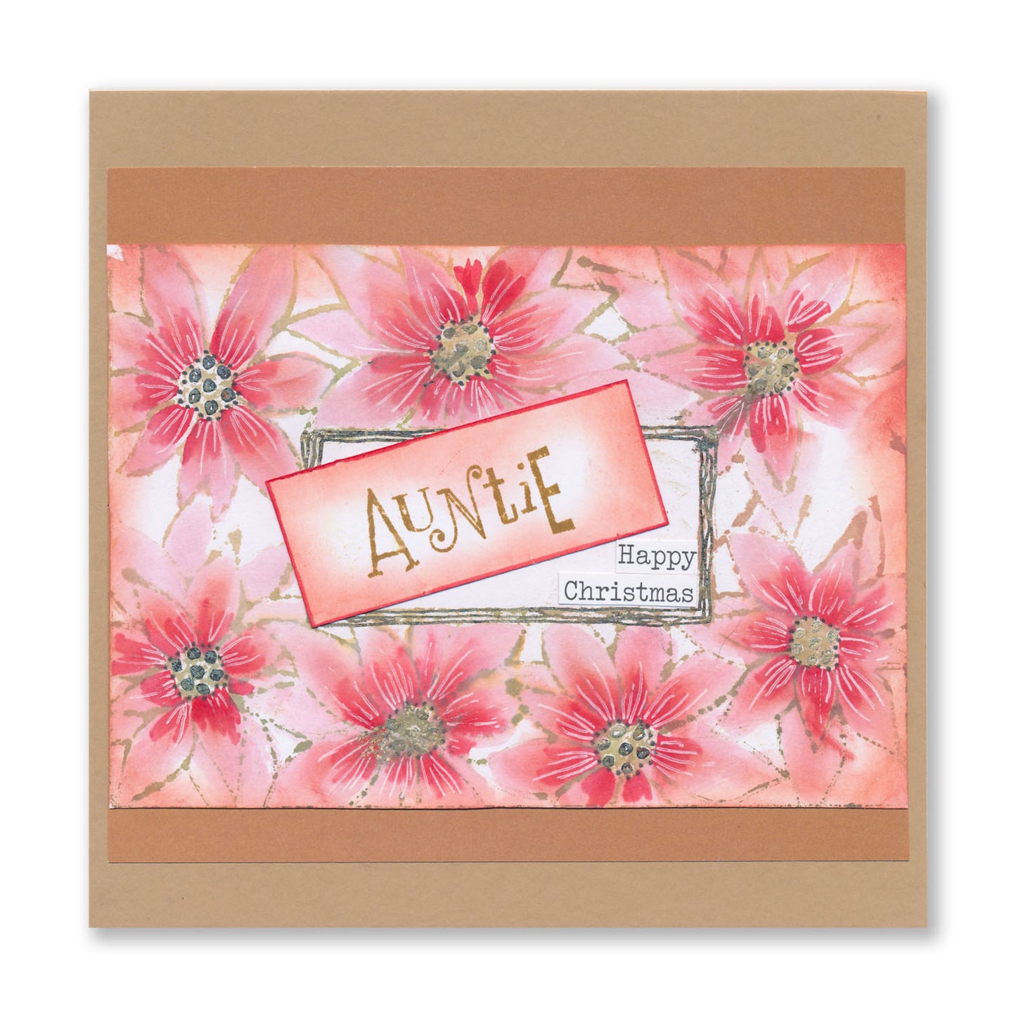 Poinsettia Rectangle Aperture Frame A5 Stencil