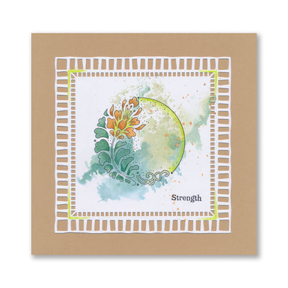 Barbara's Strength - Floral Crescent - Two Way Overlay A6 Stamp Set