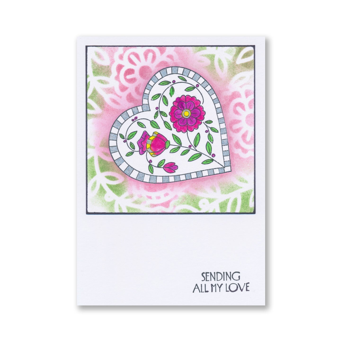 Barbara's Rose & Petunia Floral Hearts 7" x 7" Stencil Duo