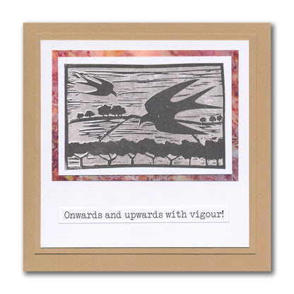 Small Linocut - Swifts - Two Way Overlay A6 Stamp Set