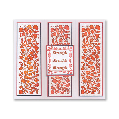 Barbara's Strength - Floral Panel - Two Way Overlay A5 Square Stamp Set