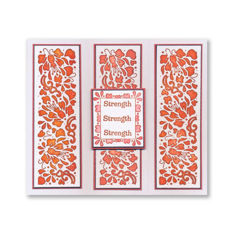 Barbara's Strength - Japanese Floral Panel - Two Way Overlay A5 Square Stamp Set