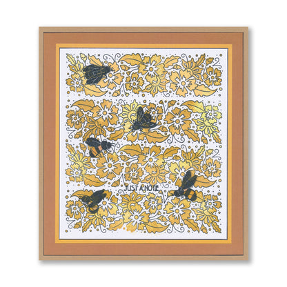 Barbara's Happiness - Floral Panel - Two Way Overlay A5 Square Stamp Set