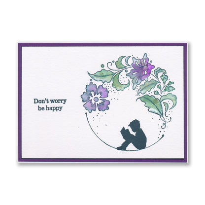 Barbara's Joy - Floral Crescent - Two Way Overlay A6 Stamp Set
