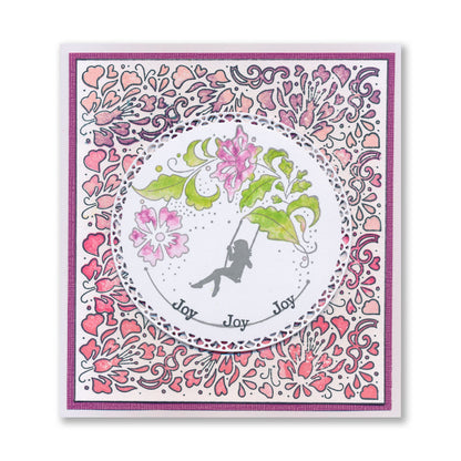 Barbara's Joy - Floral Crescent - Two Way Overlay A6 Stamp Set
