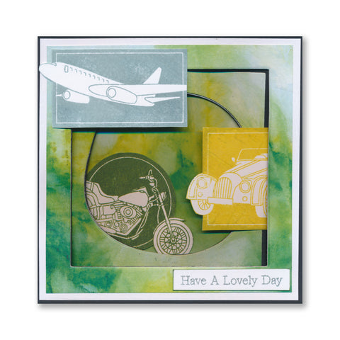 Just Wheels & Wings Silhouette Framers A5 Stamp Set