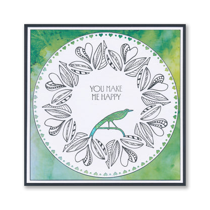 Barbara's Lovebird - Two Way Overlay A5 Square Stamp & Mask Set