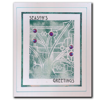 Art Nouveau Christmas Holly & Christmas Stars A5 Stencil Duo