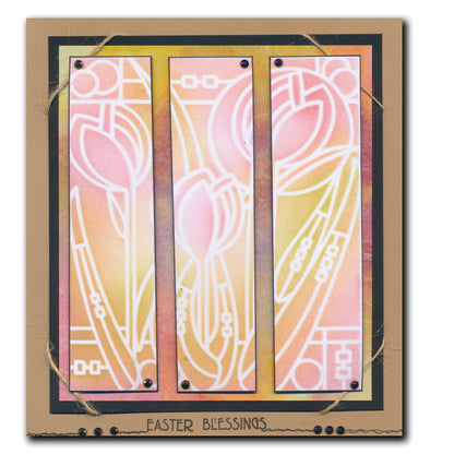 Art Nouveau Snowdrops & Tulips A5 Stencil Duo