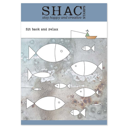 Barbara's SHAC Fish Outline A5 Stamp & Mask Set