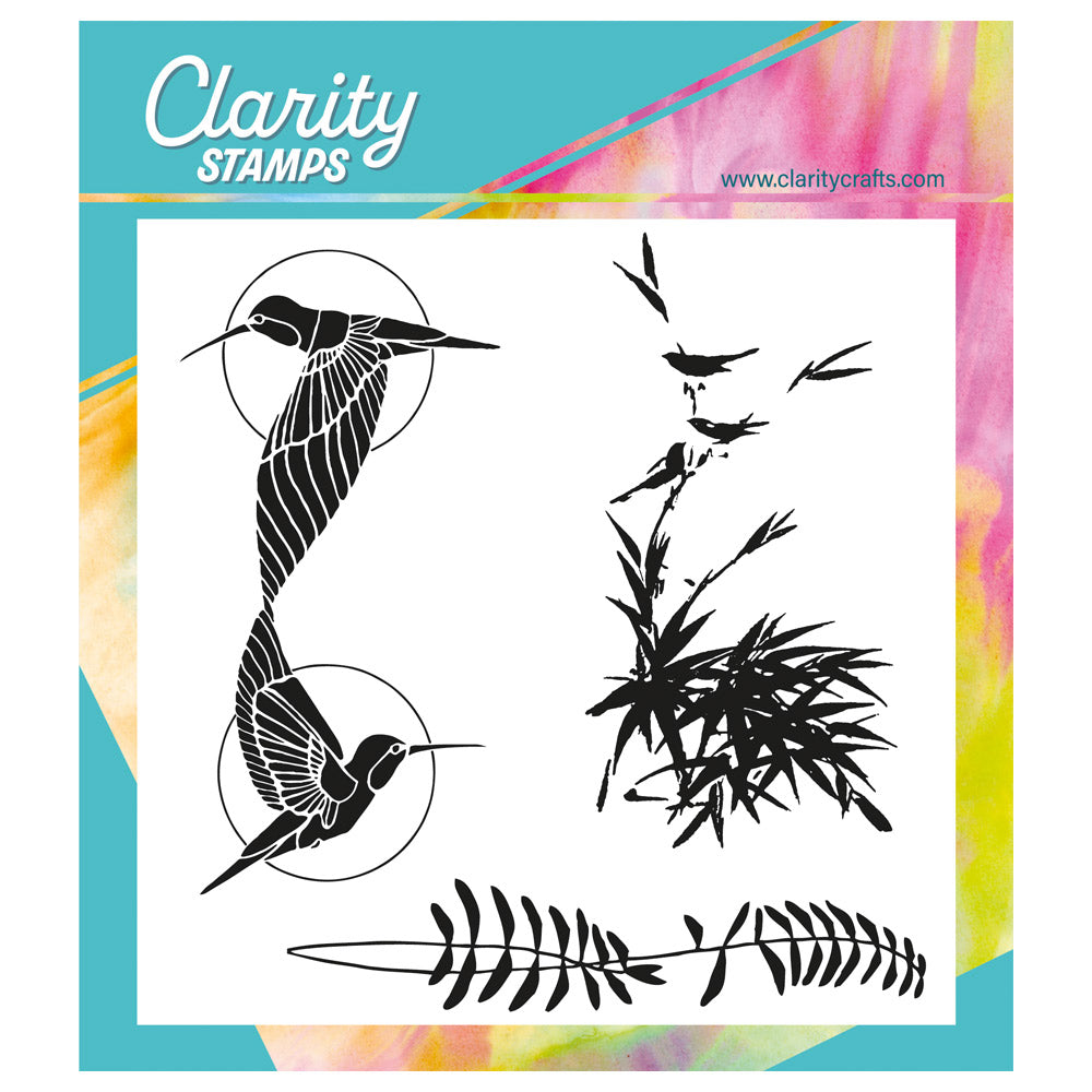 Barbara's Entwined Hummingbirds A5 Square Stamp Set