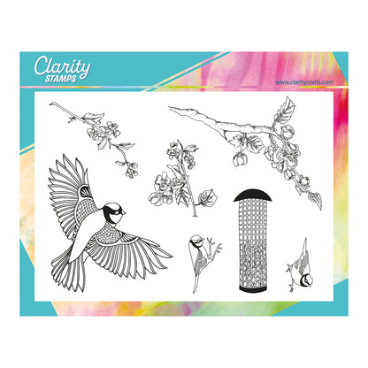 Garden Birds & Cherry Blossom A5 Stamp & Mask Set