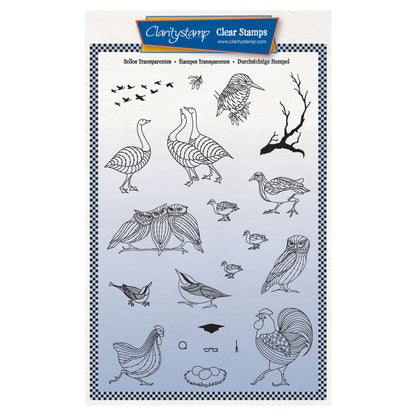 Feathered Friends Miniatures A5 Stamp & Mask Set