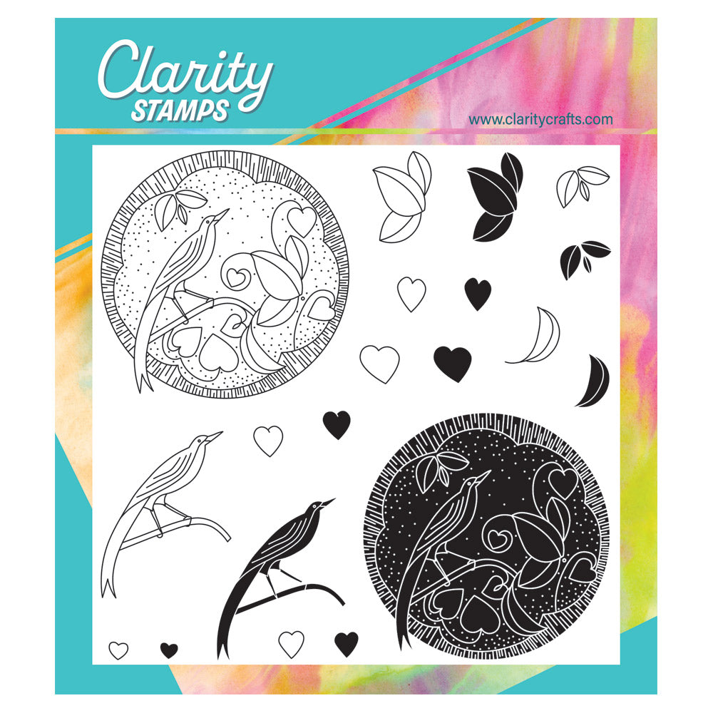 Barbara's Lovebird - Two Way Overlay A5 Square Stamp & Mask Set