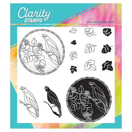 Barbara's Songbird - Two Way Overlay A5 Square Stamp & Mask Set