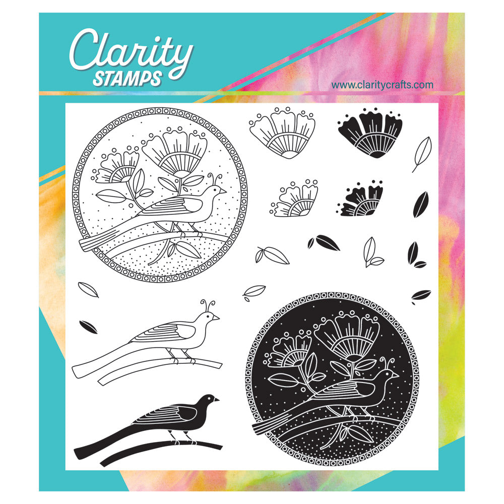 Barbara's Dreambird - Two Way Overlay A5 Square Stamp & Mask Set