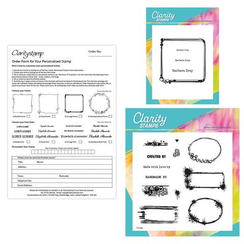 Personalised Stamp & Grunge Frames A5 Square & A6 Square Stamp Duo