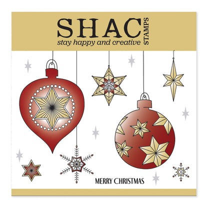Barbara's SHAC Baubles - Merry Christmas A5 Square Stamp & Mask Set