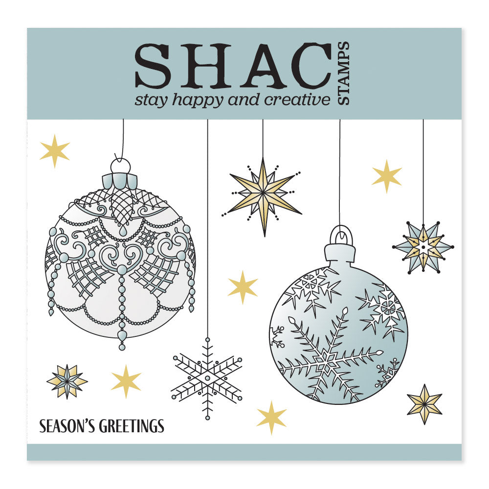 Barbara's SHAC Baubles - Season's Greetings A5 Square Stamp & Mask Set
