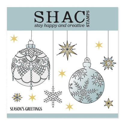 Barbara's SHAC Baubles - Season's Greetings A5 Square Stamp & Mask Set