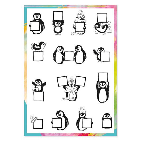 Penguins & Letterboxes A5 Stamp & Mask Set