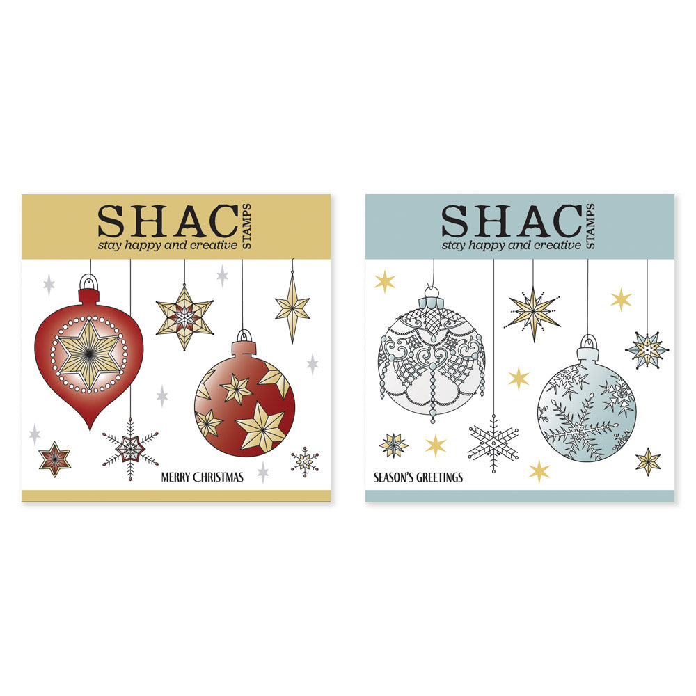 Barbara's SHAC Baubles - Merry Christmas & Season's Greetings A5 Square Stamp & Mask Collection