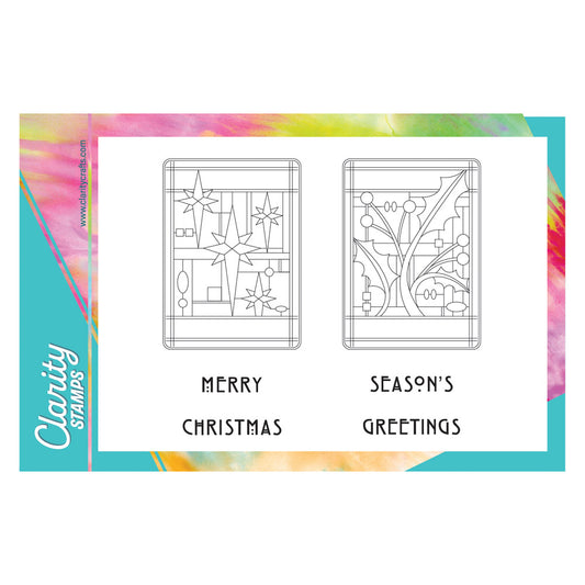 Art Nouveau Christmas Stars & Holly A5 Stamp Set