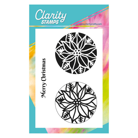 Poinsettia Festive Round - Two Way Overlay A6 Stamp Set