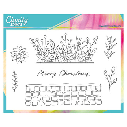 Holly & Cobblestone Wall A6 Stamp & Mask Set