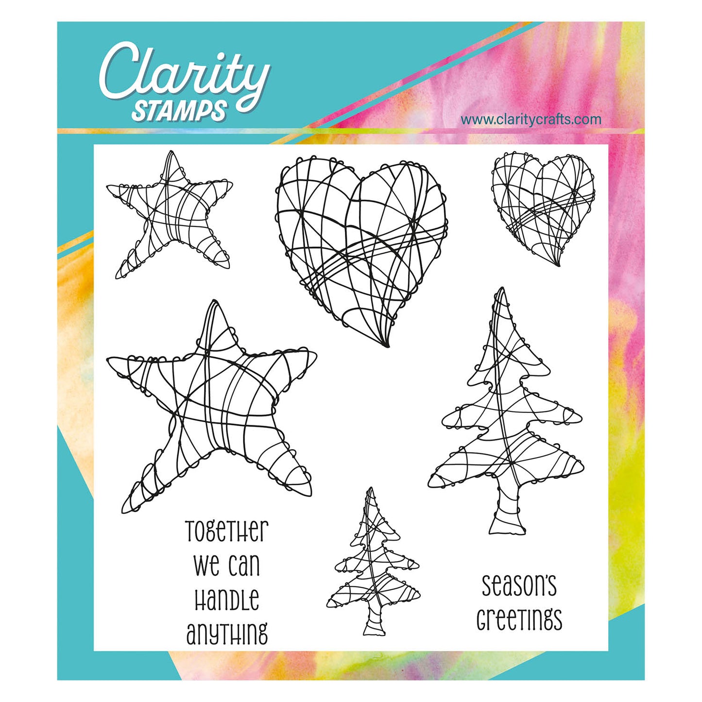 Wire Christmas Shapes A5 Square Stamp & Mask Set