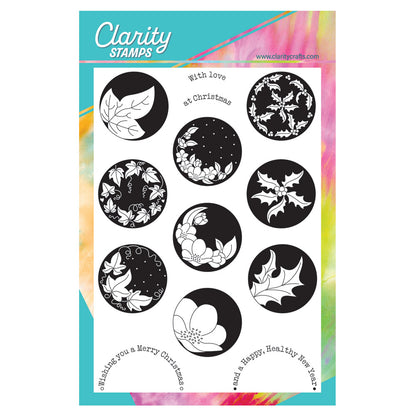 Linda's Christmas Floral Rounds - Silhouettes A5 Stamp & Mask Set
