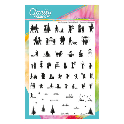 Wee Christmas Friends & Family Silhouettes Christmas in Miniature A5 clear stamp set by Clarity Crafts