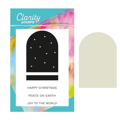 Christmas Bell Jar Sentiments A7 clear stamp set with embedder by Clarity Crafts