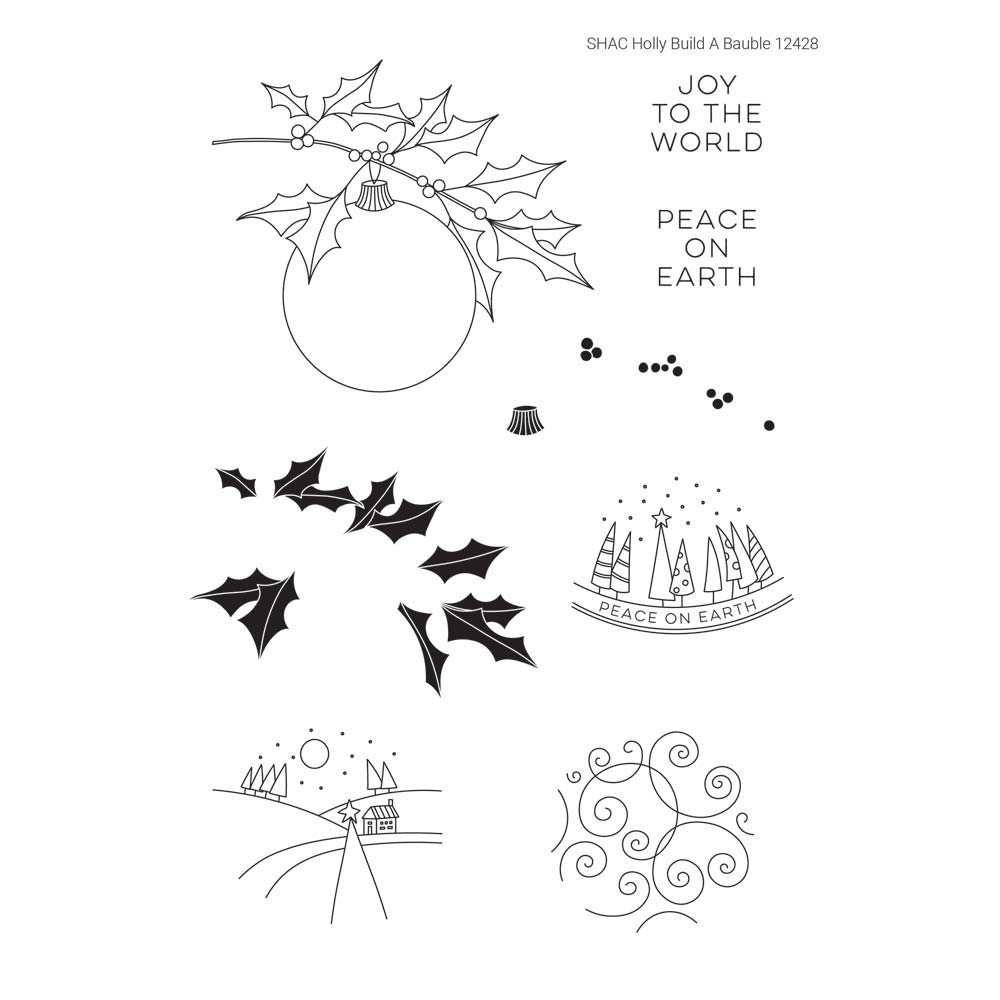 SHAC Holly Build a Bauble A5 Stamp & Mask Set