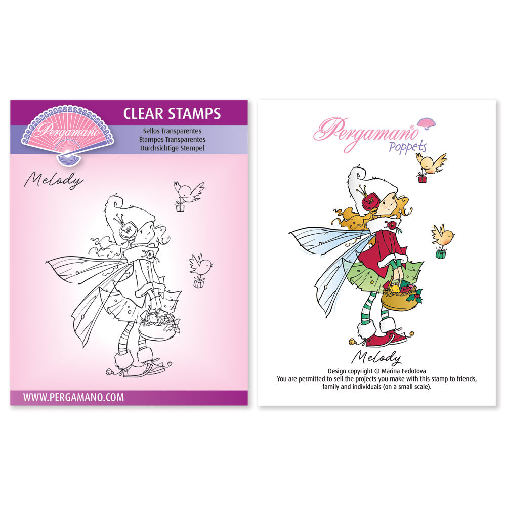 Pixie Poppets - Melody A6 Square Stamp - Artwork by Marina Fedotova