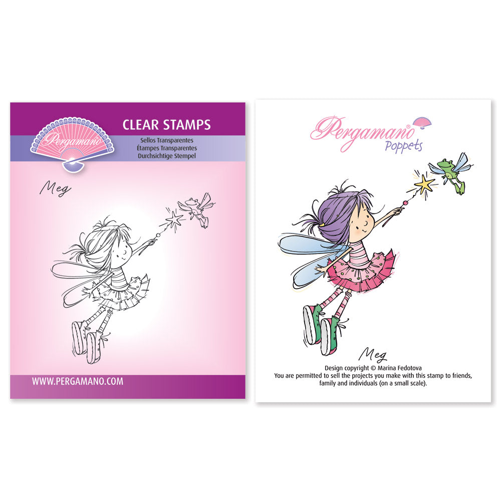 Sprite Poppets - Meg A6 Square Stamp - Artwork by Marina Fedotova