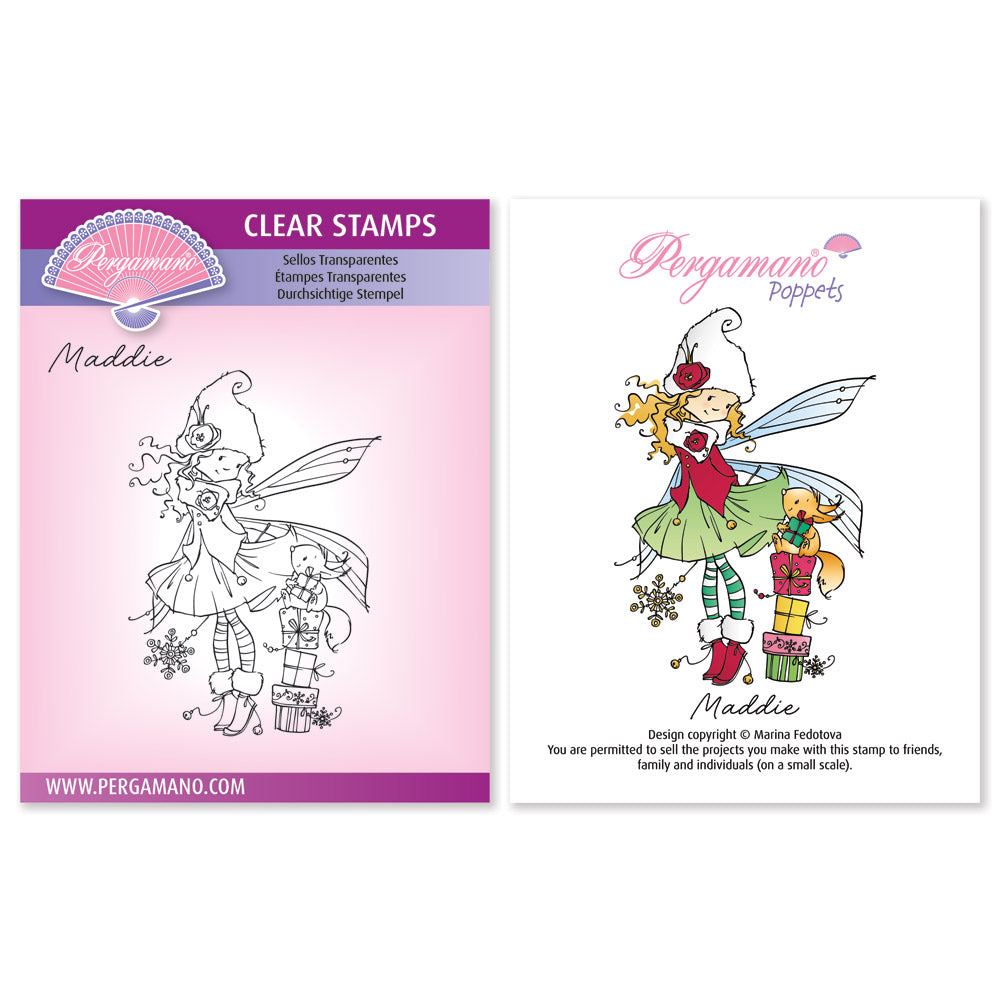 Pixie Poppets Maddie A6 Square Stamp Artwork by Marina Fedotova