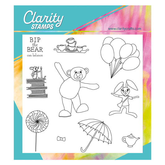 BIP the Bear Can Balance A5 Square Stamp & Mask Set