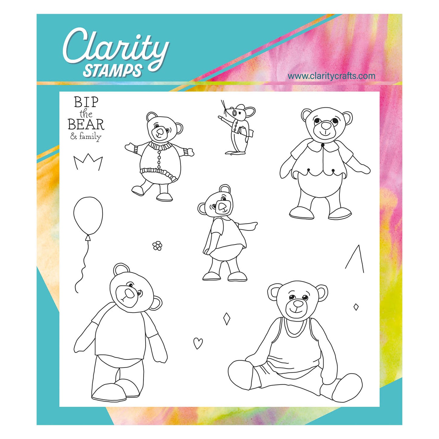 BIP the Bear & Family A5 Square Stamp & Mask Set